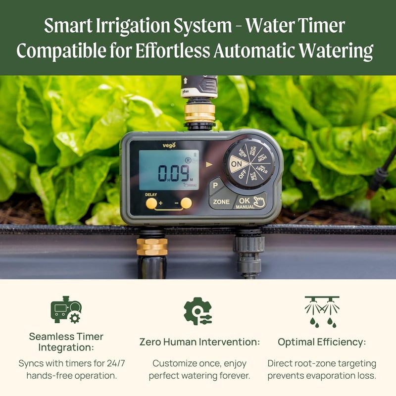Vego Garden Irrigation Kit - Drip Irrigation System for Raised Garden Beds, Efficient Watering Solution for Vegetables, Flowers, and Plants, Easy DIY Installation (Small) - Image 5